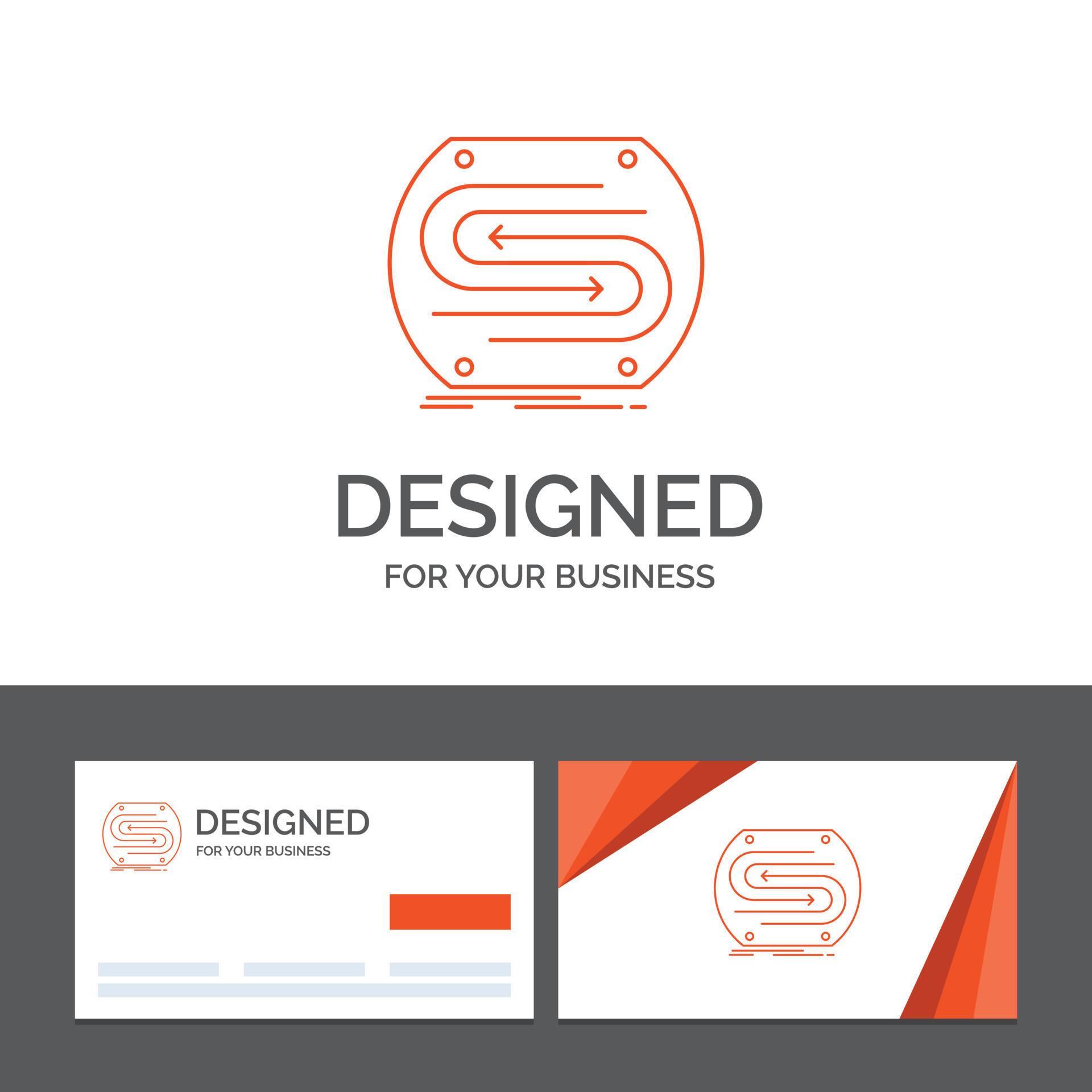 Business logo template for business arrow. concept. convergence. match. pitch. Orange Visiting Cards with Brand logo template Stock Free