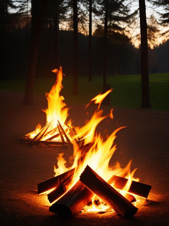 Wooden fire flames in by @ai_generated