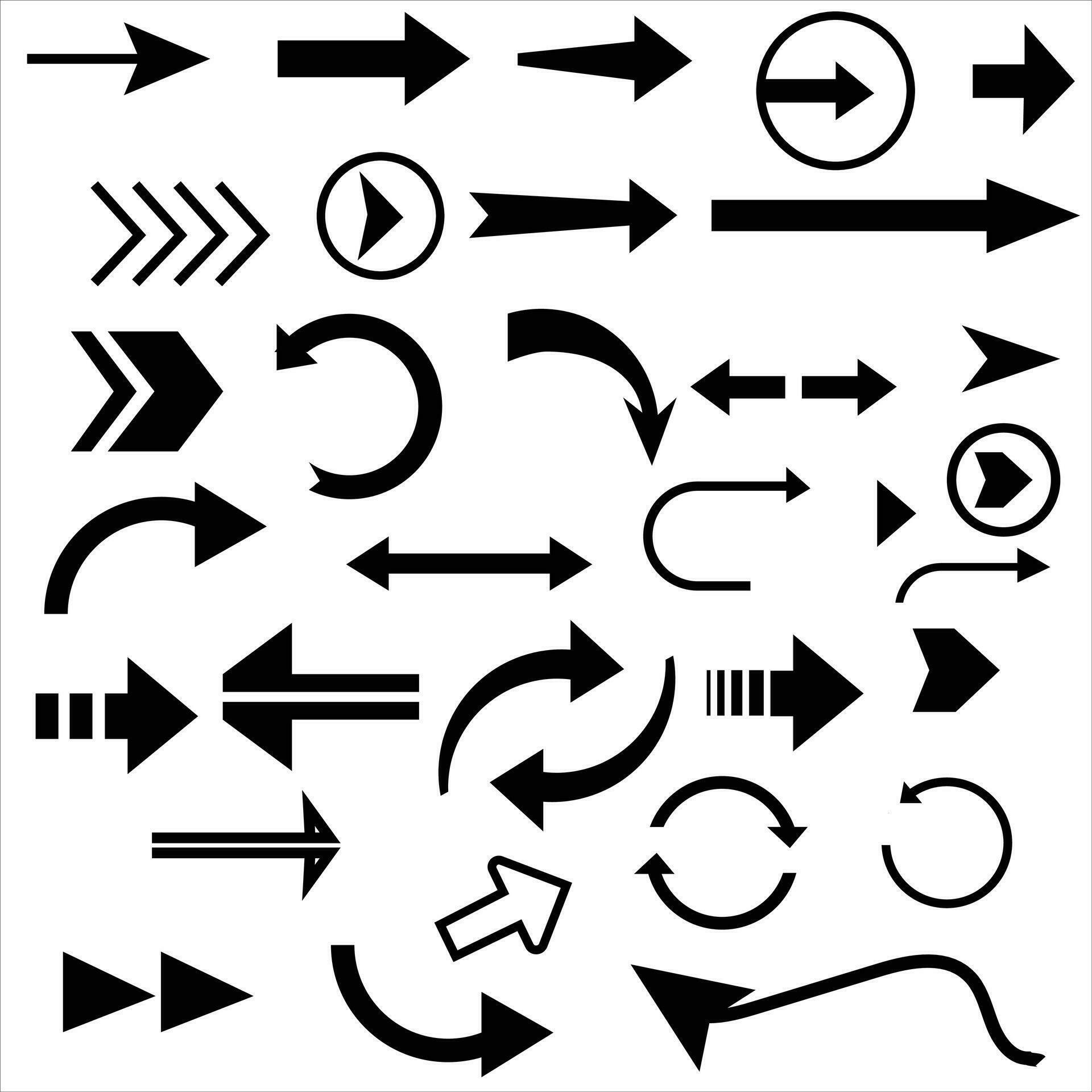 Doodle arrow set, collection of hand drawn elements Stock Free