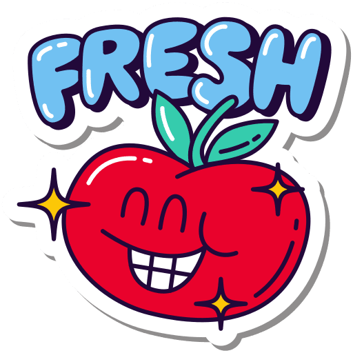 Fresh, apple, cool sticker