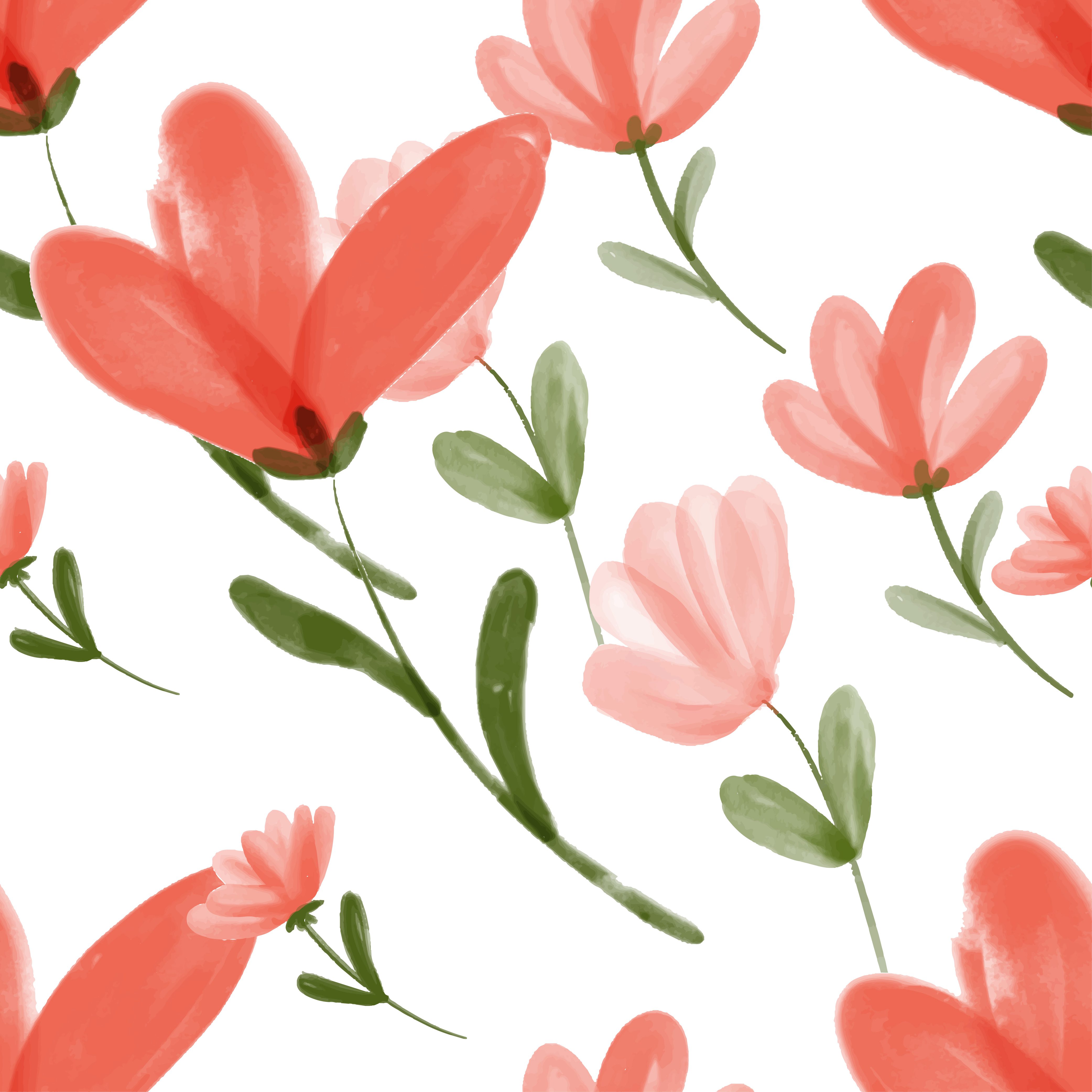 Watercolor red floral pattern Free Vector