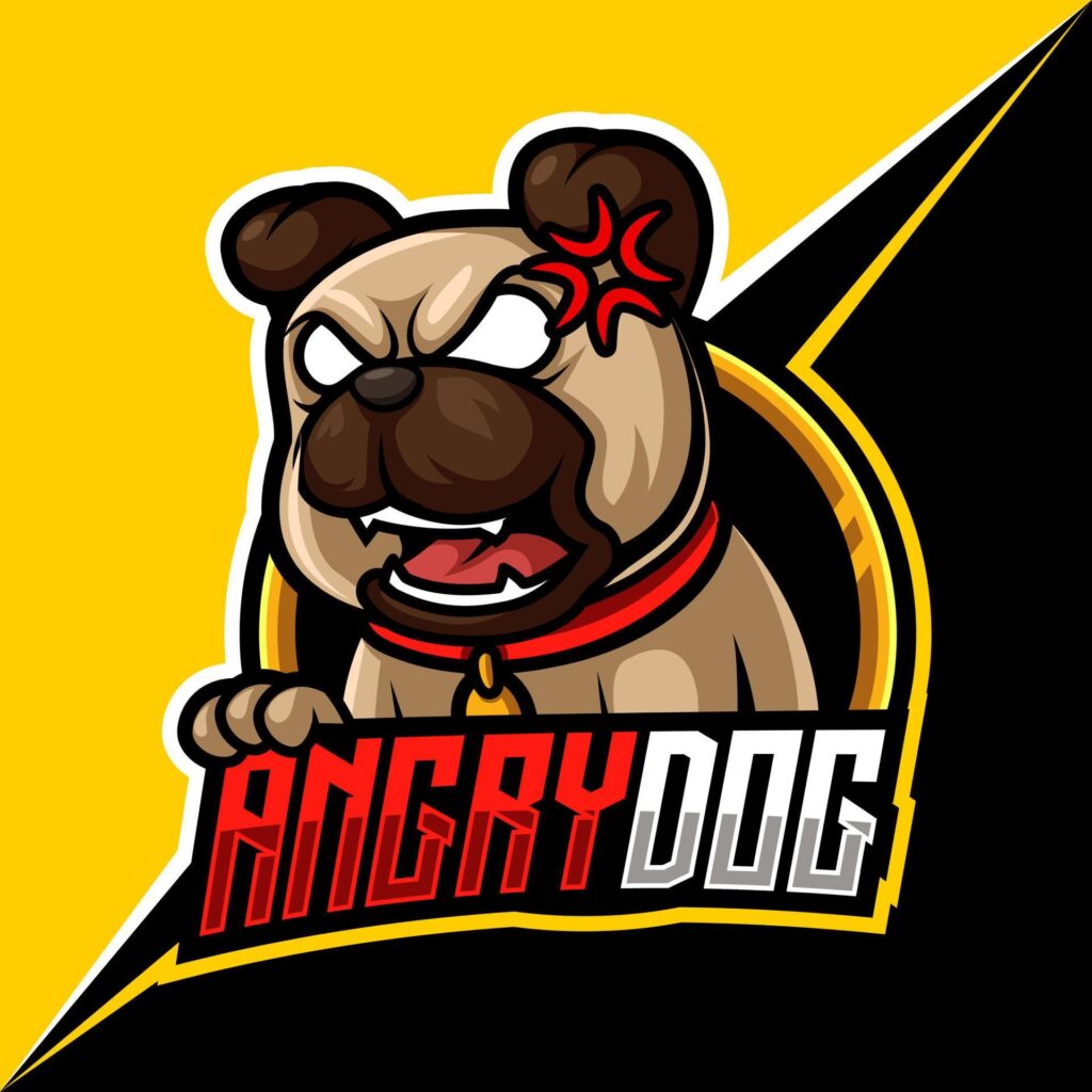 dog angry, mascot esports logo vector illustration for gaming and streamer Stock Free