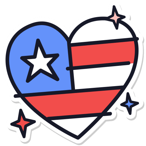 Heart, usa, united states sticker