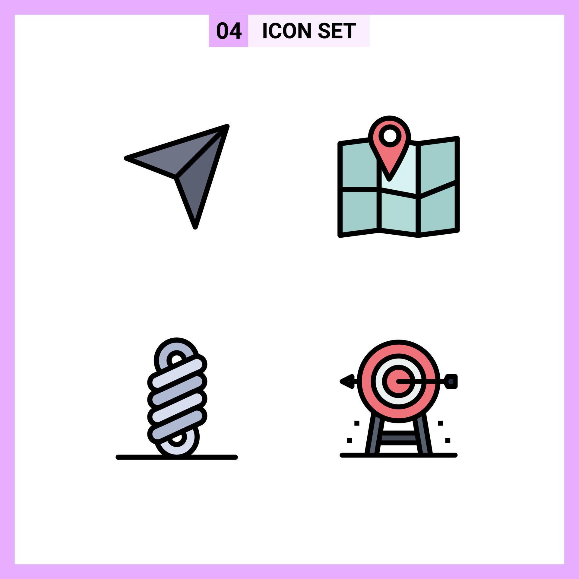 Set of 4 Vector Filledline Flat Colors on Grid for arrow coil next pin corporate Editable Vector Design Elements Stock Free