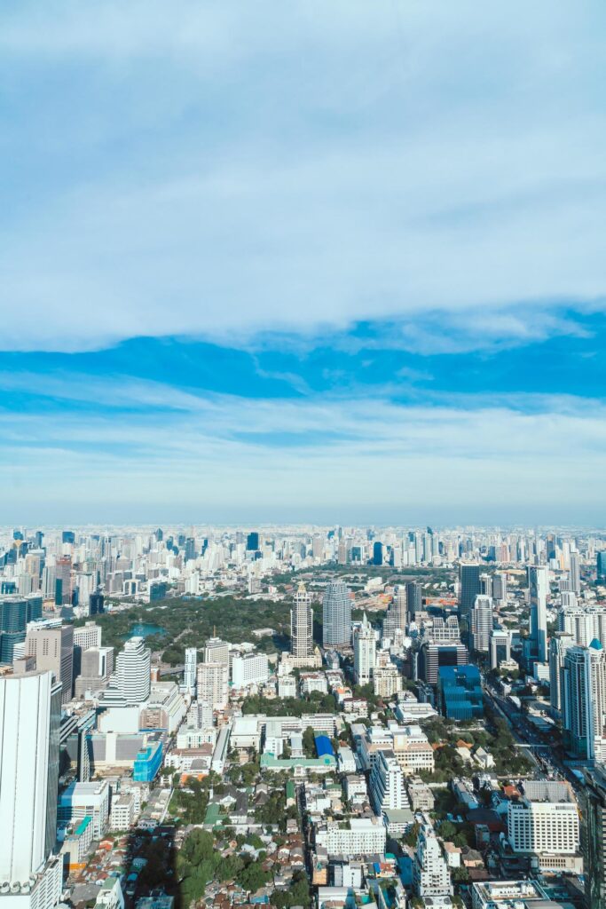 Beautiful cityscape with architecture and building in Bangkok Thailand Stock Free