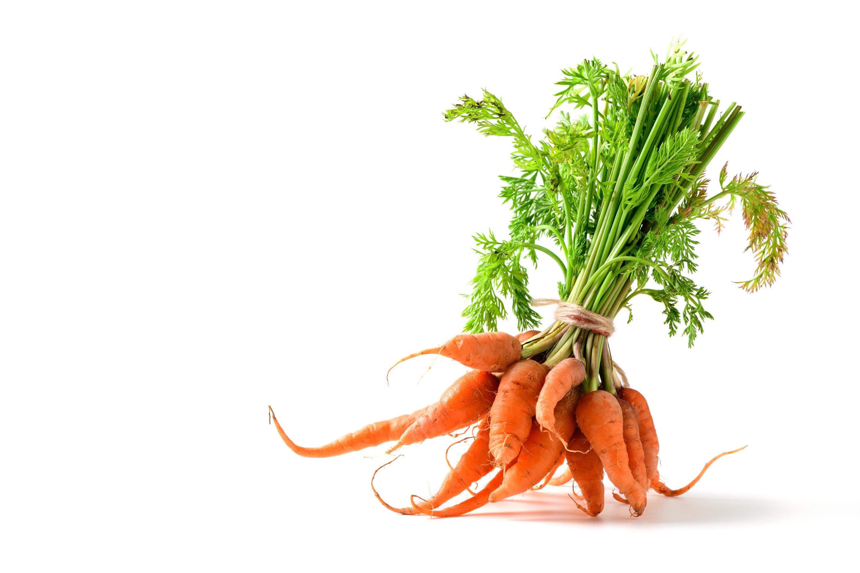 Baby carrots isolated on white, High Beta Carotene, Healthy food Stock Free