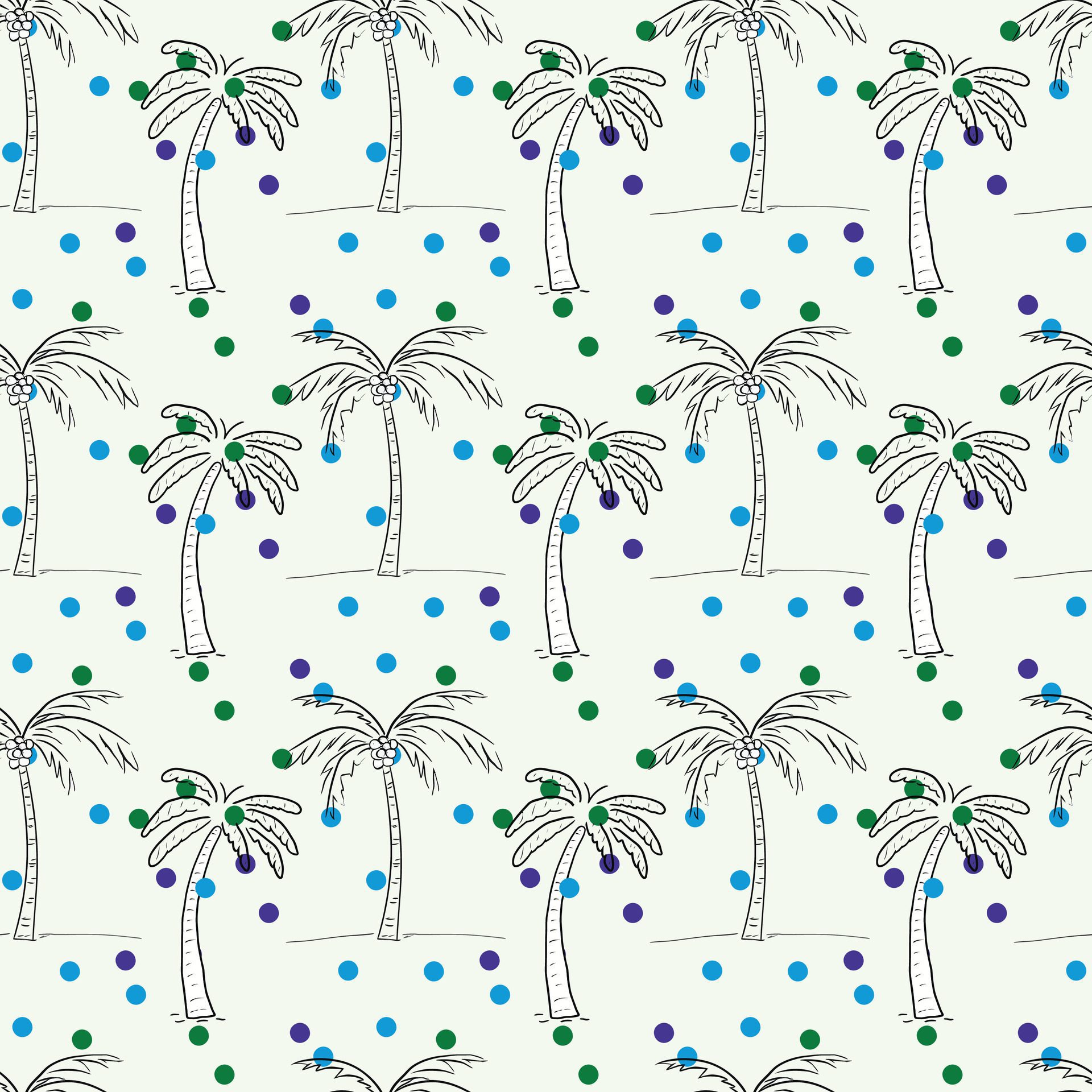 Palm Wedding On Dots Seamless Pattern Design Free Vector