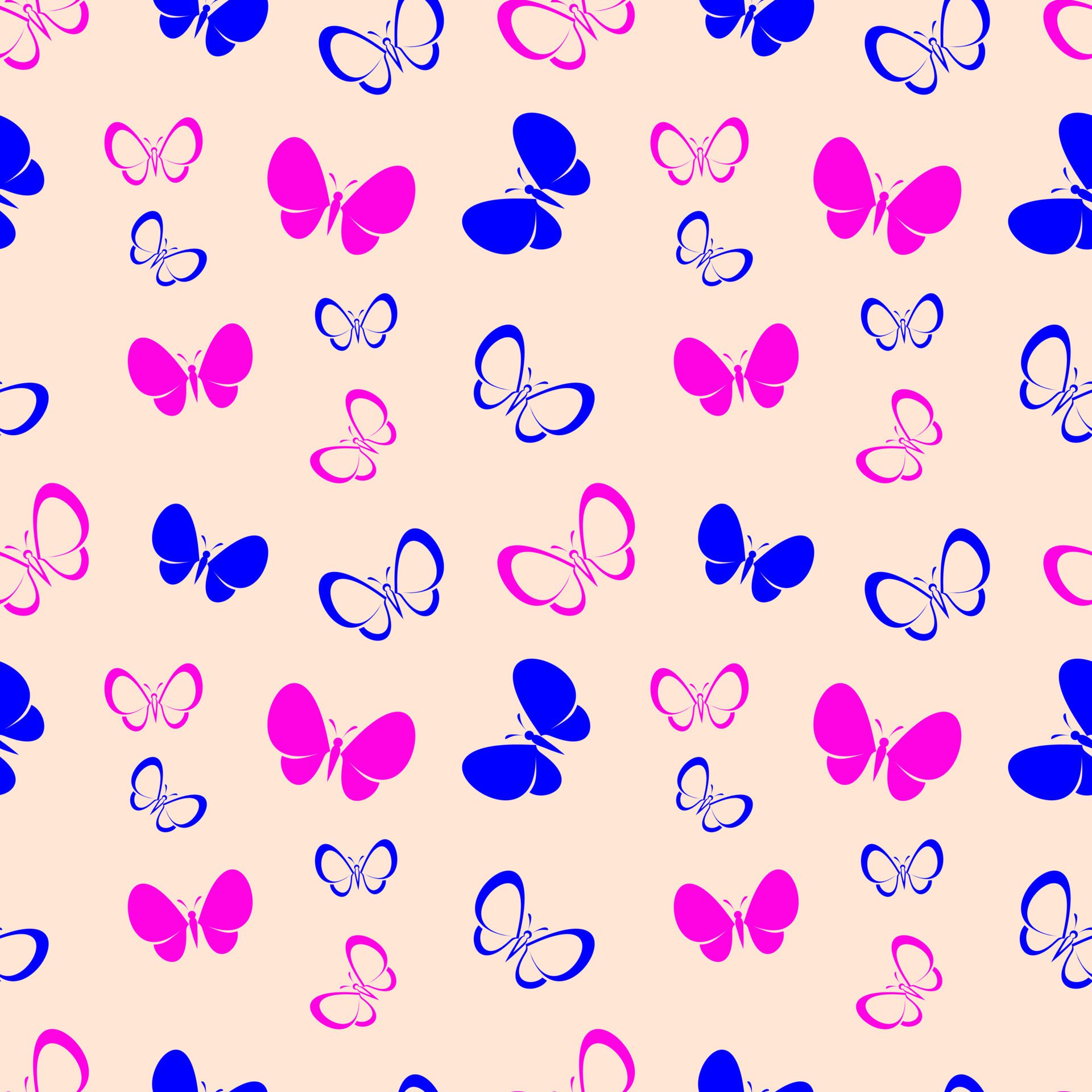 vector seamless pattern with images of pink and blue butterflies. Free Vector and Free SVG