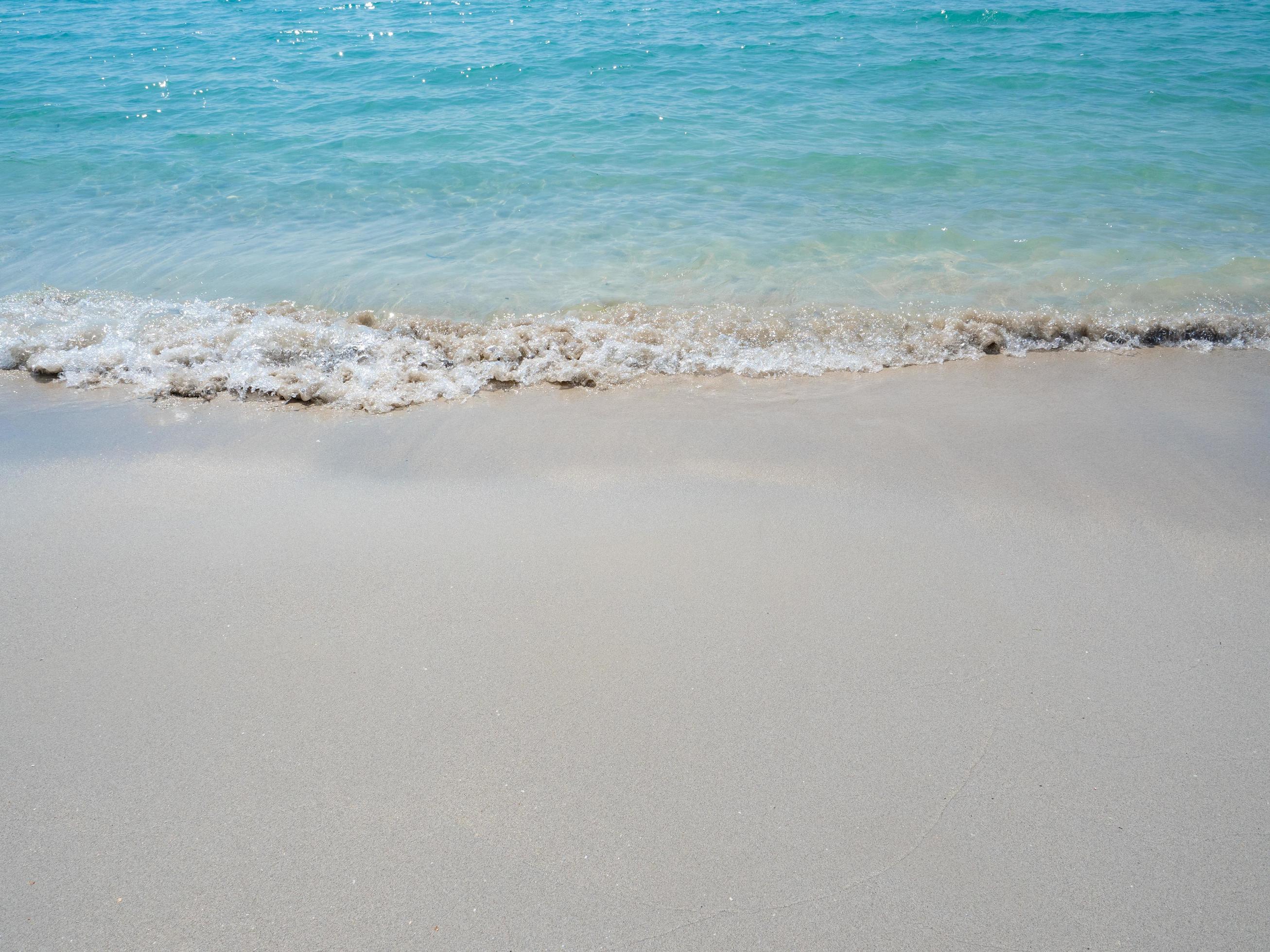 Wave of ocean on the beach copy space,Blue ocean beautiful nature Stock Free