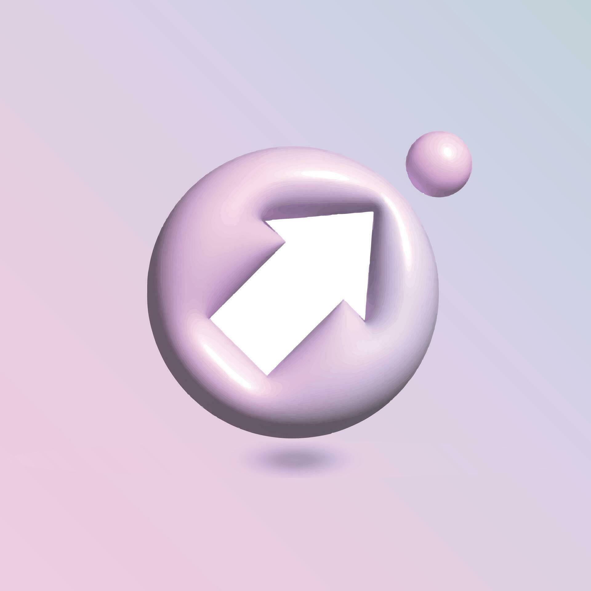 Arrow Icon with in circle bright pastel color in 3d style realistic vector art Stock Free