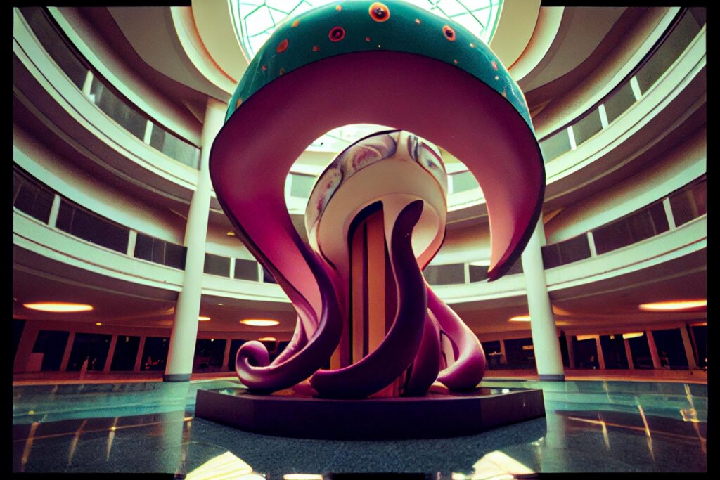 sculpture of an octopus inside of a building. . Stock Free