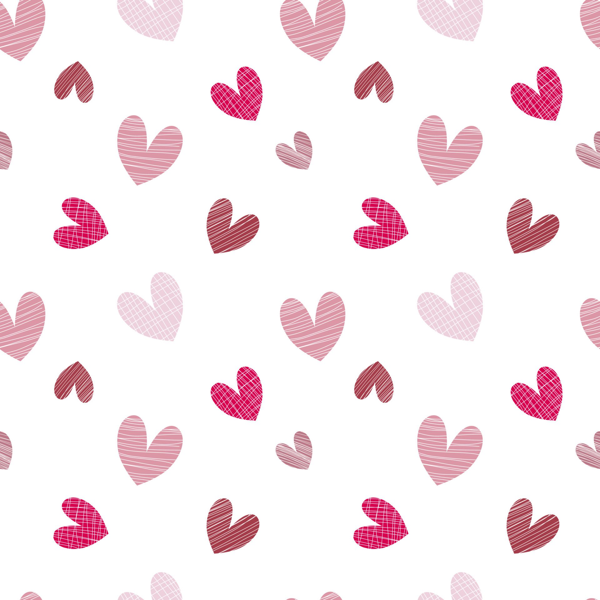 Lines inside the heart on a white background. Seamless colorful hearts. Pattern for Valentine’s Day. Free Vector and Free SVG