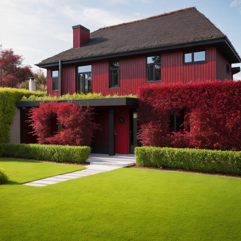 Black and burgundy house by @ai_generated