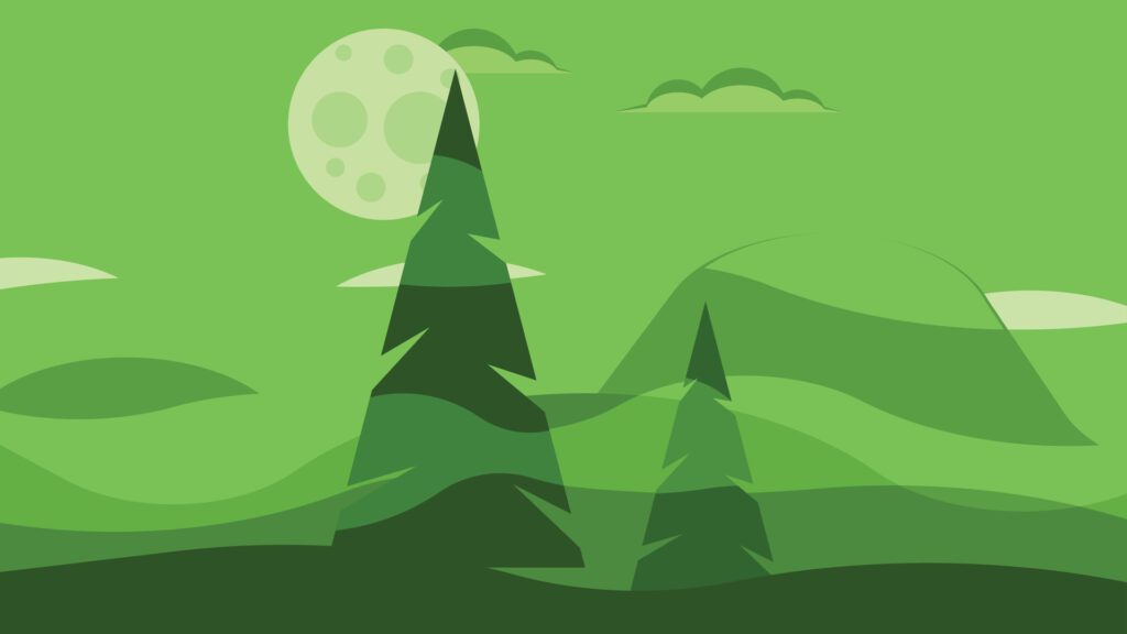 background trees and full moon in the background Free Vector