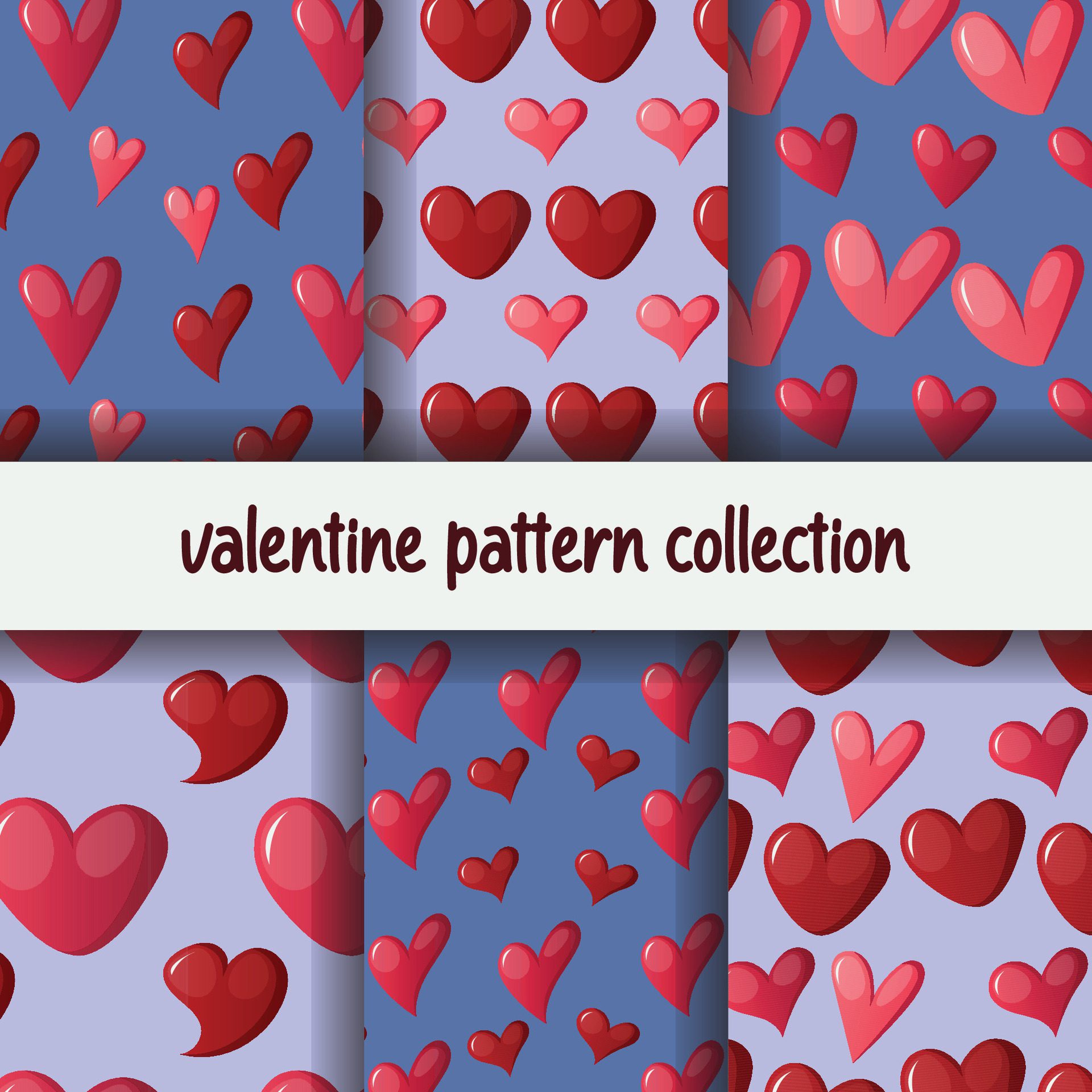 valentine love illustration pattern collection Free Vector