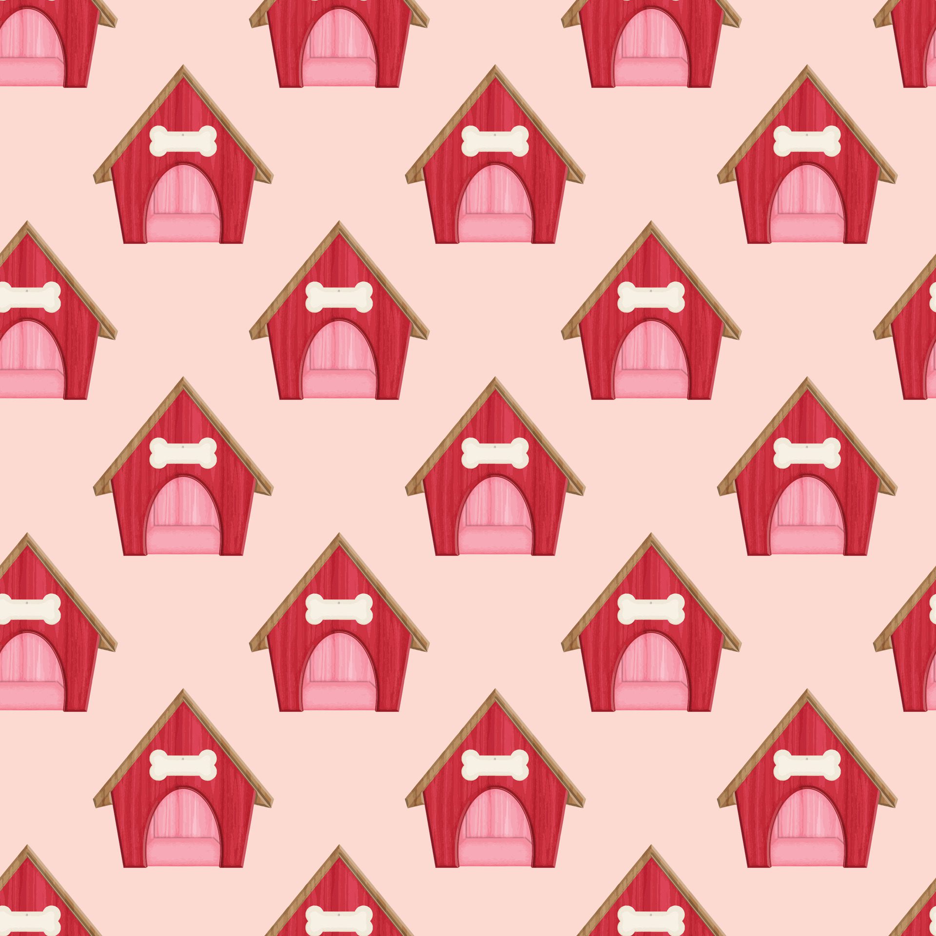 Dog house Seamless-Pattern-Design Free Vector