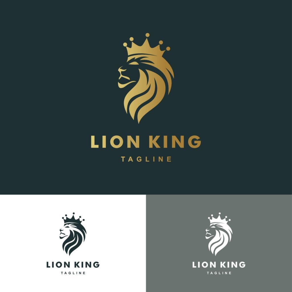 Mascot lion logo with gold color, icon set Illustration Vector Graphic Stock Free