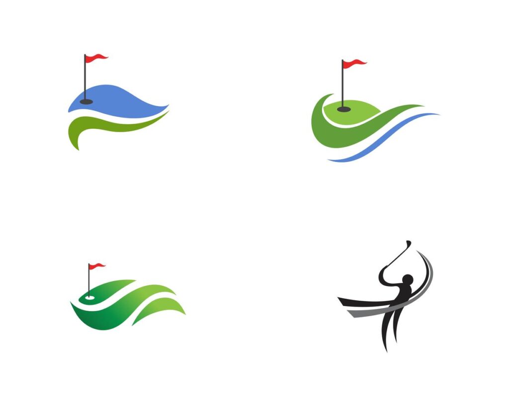 Golf club icons symbols elements and logo vector images Stock Free