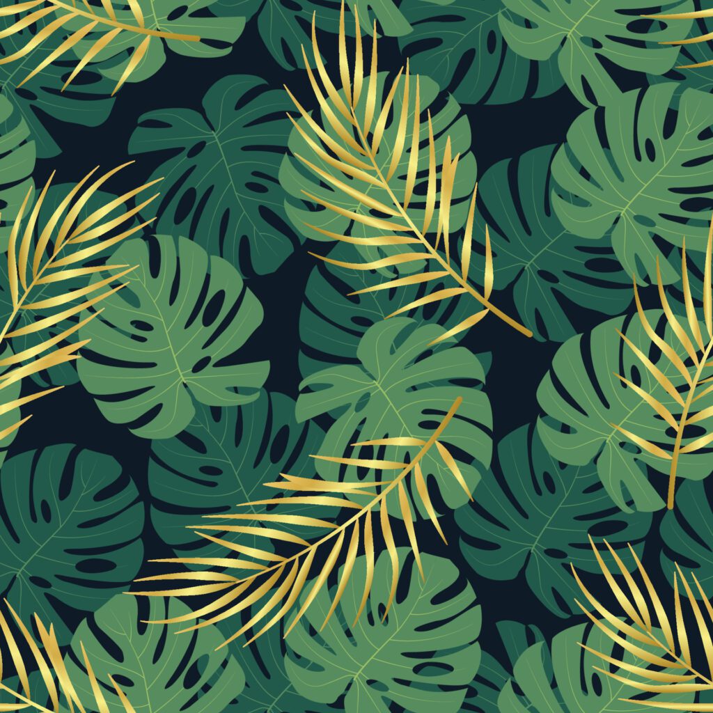 Tropical leaves seamless pattern Free Vector and Free SVG