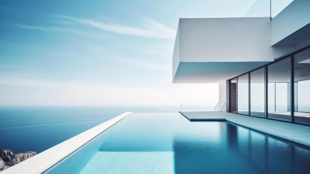 Luxury modern villa with pool. Illustration Stock Free