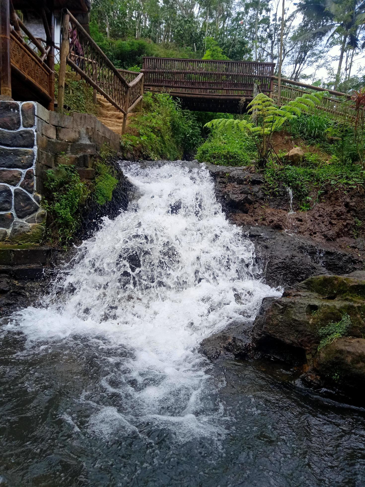 Waterfall nature Foaming river in rock view beautiful nature Stock Free