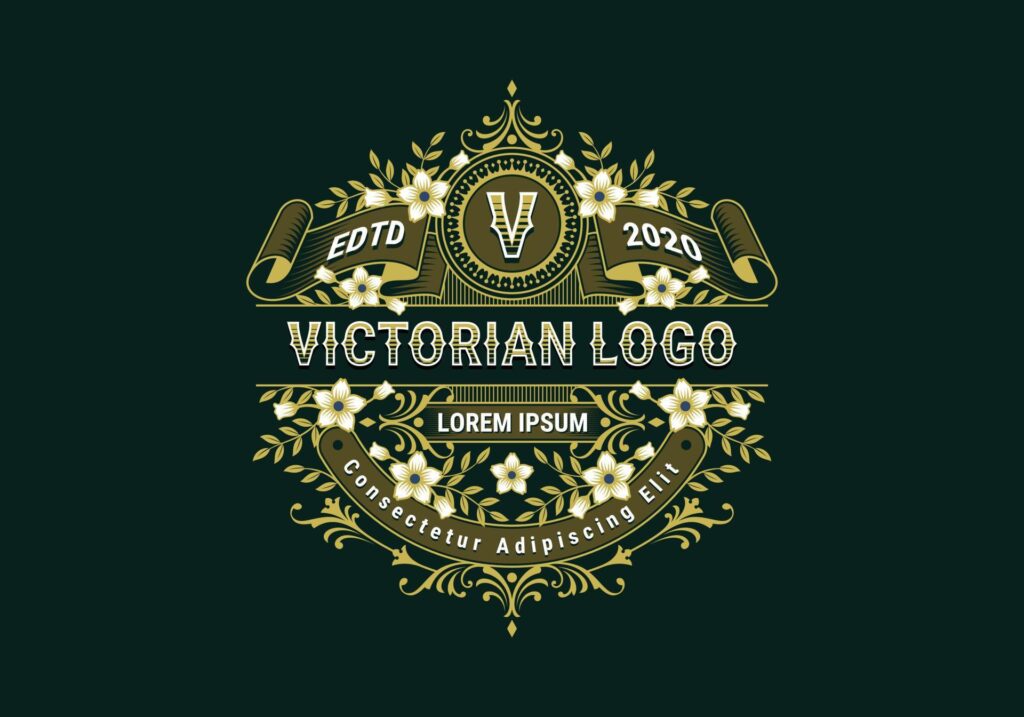 Elegance Victorian Logo Template With Flowers And Leaves Ornament Stock Free