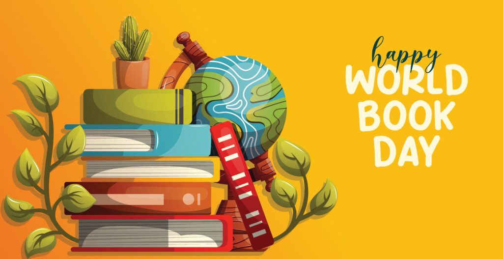 yellow world book day background Free Vector