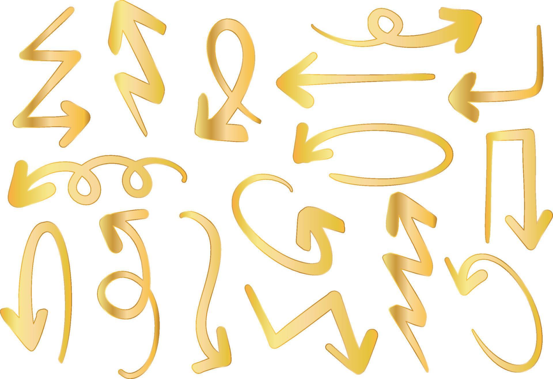 Set of Handrawn Golden Arrows Stock Free and Free SVG