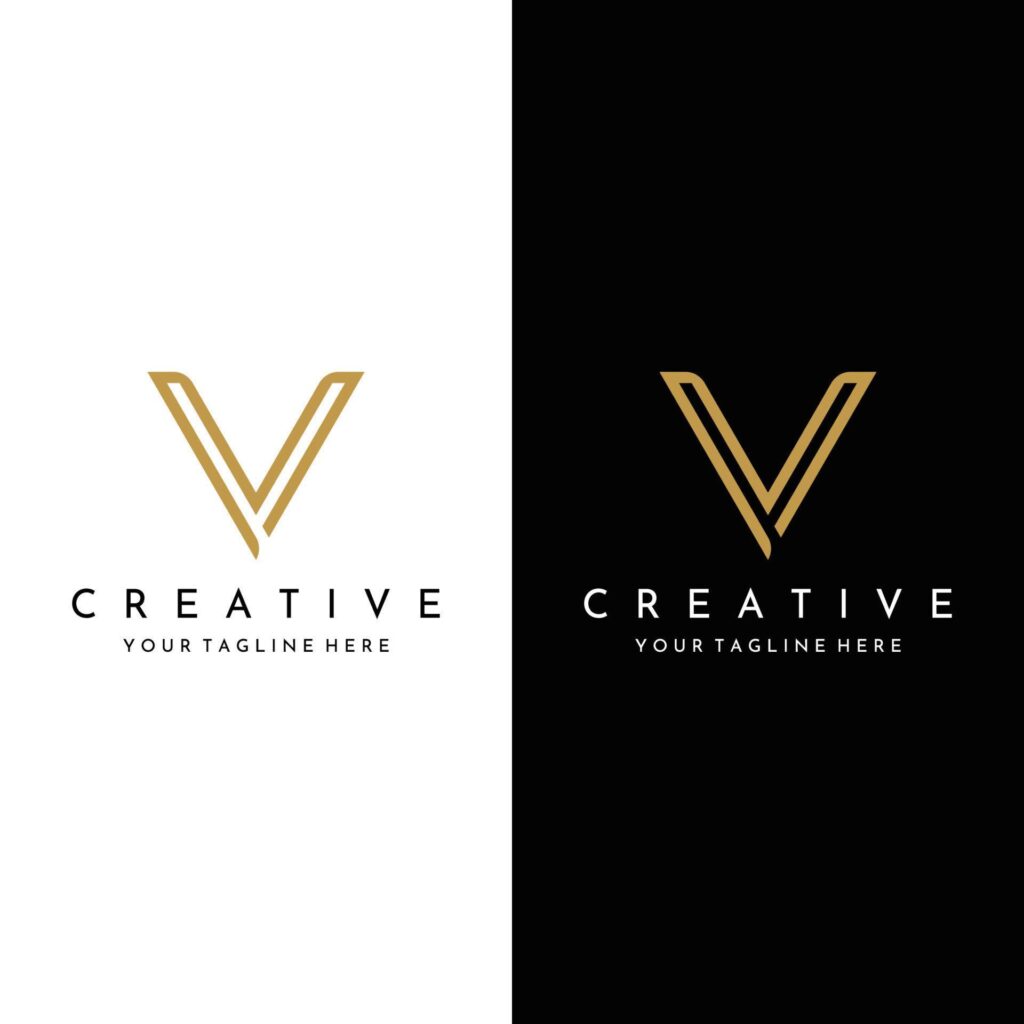 Logo design initial letter V with artistic monogram.Logo is modern, luxurious and elegant. Background isolated. Stock Free