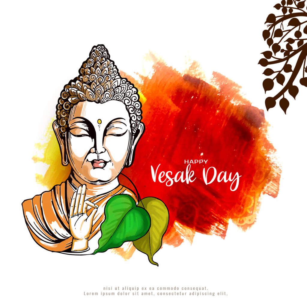 Happy Vesak day and Buddha purnima festival celebration background Free Vector