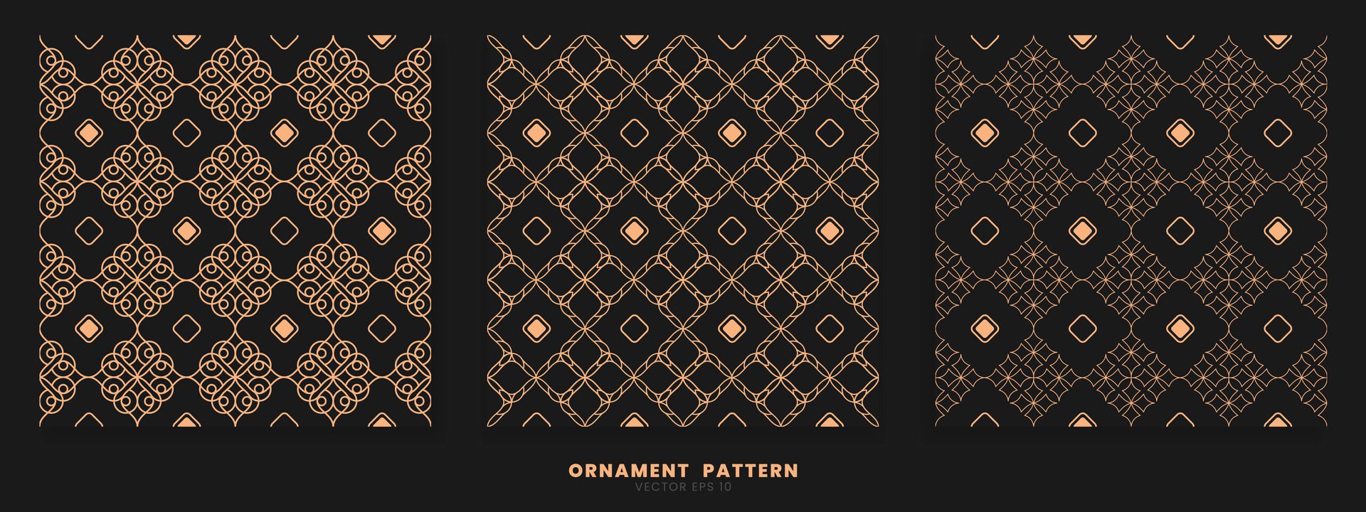 A collection of patterns with minimalist and luxurious line ornaments with a combination of gold and black. Free Vector