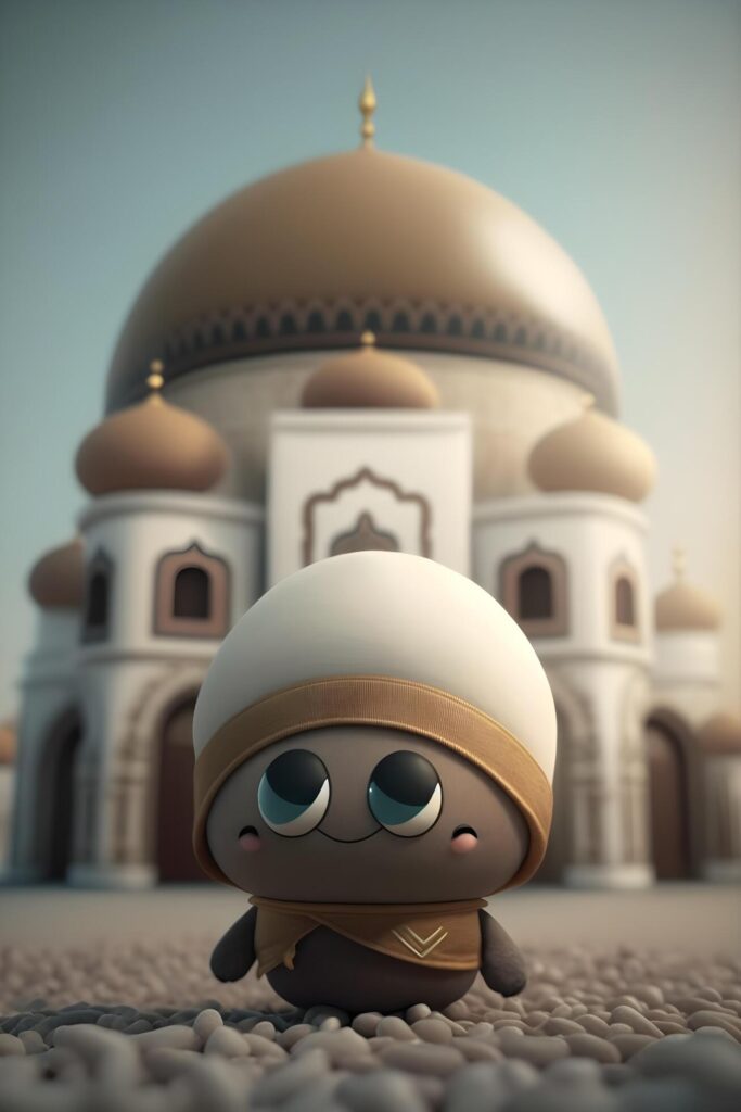 3d illustration of a cute mosque doll with a Muslim concept, made by technology Stock Free