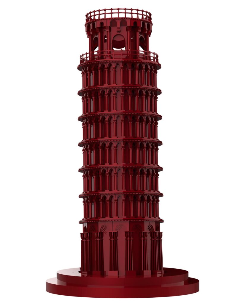 Leaning Tower of Pisa close-up scene isolated on background. Ideal for large publications or printing. 3d rendering – illustration Stock Free