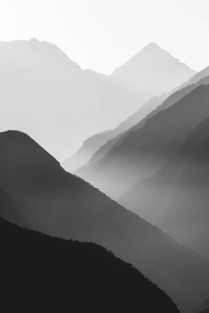 Minimalistic Mountains in the Mist Stock Free