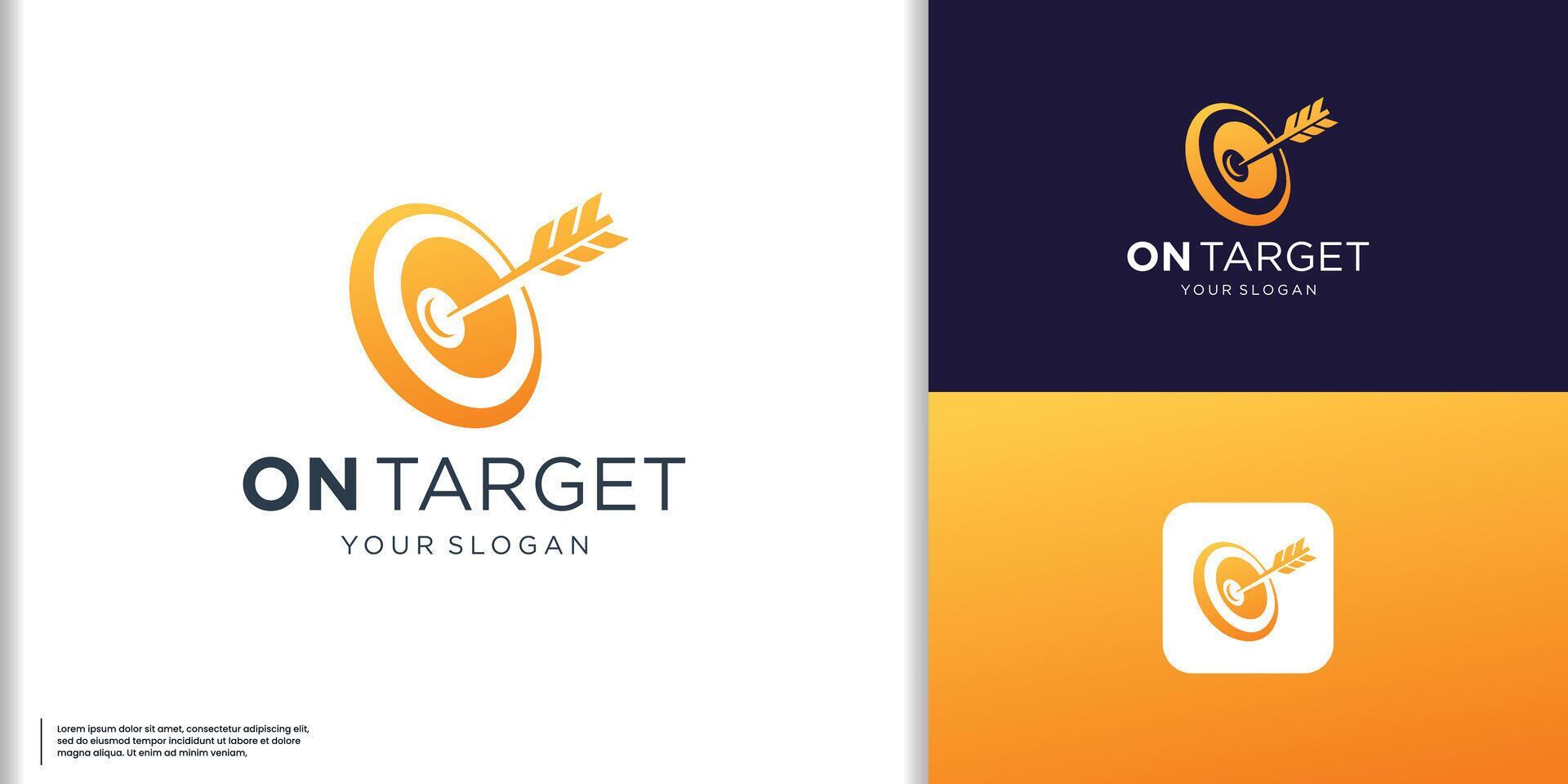 Target logo design. Dartboard and dart vector design. Target goal and arrow logotype with gradient color Stock Free