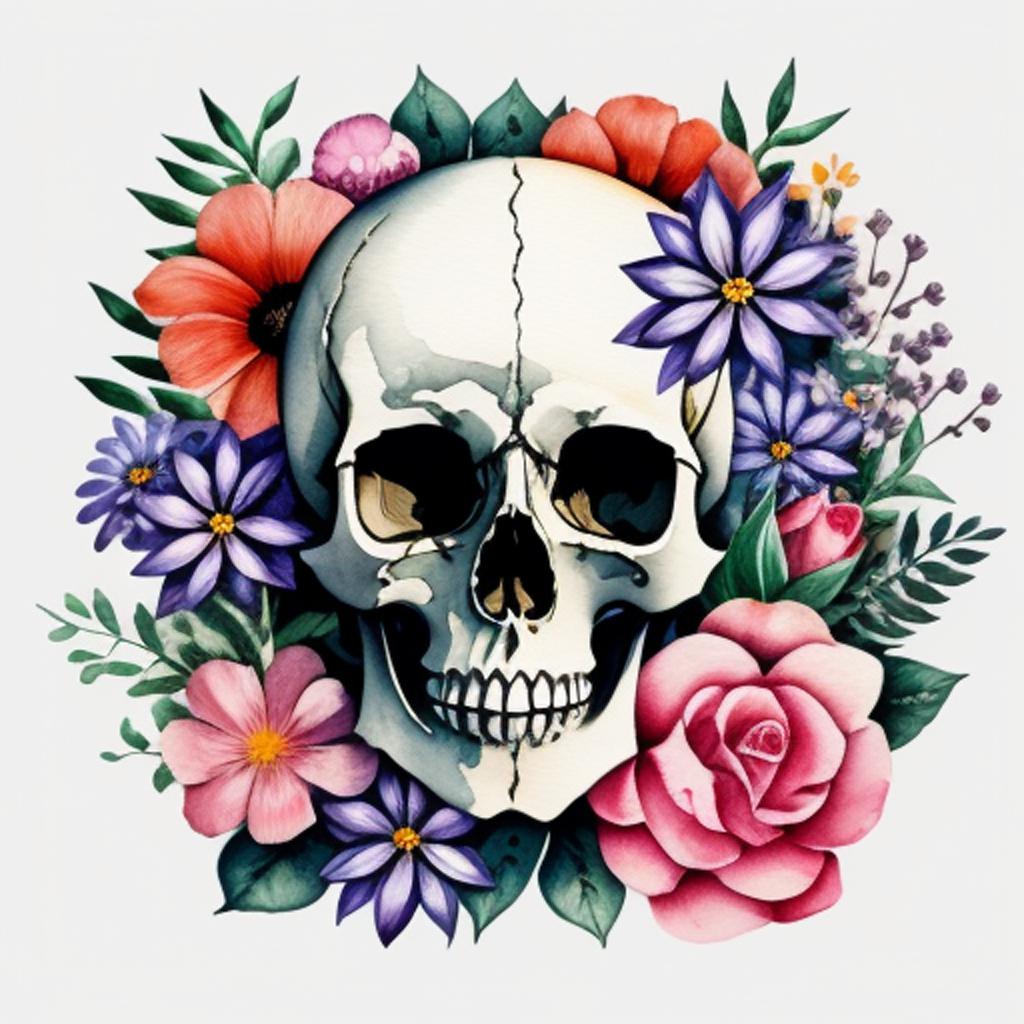 Calavera rodeada de flores by @ai_generated