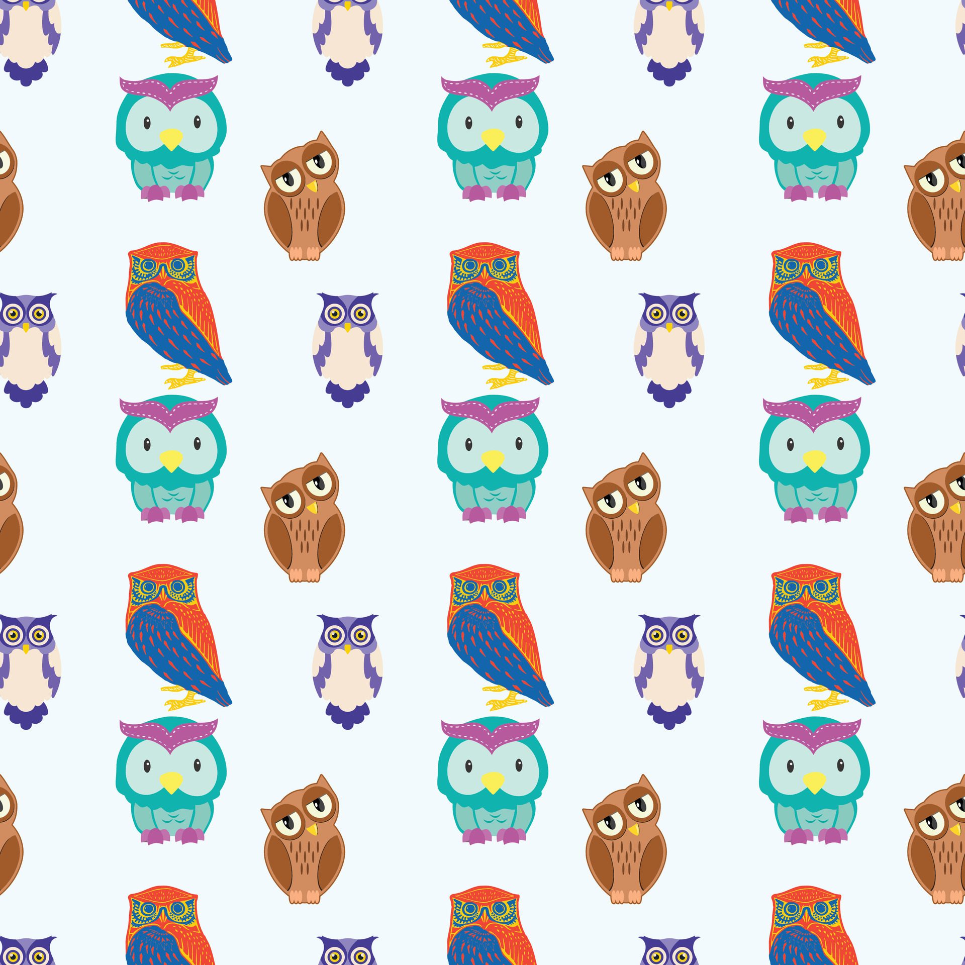 Owls On Branches Seamless Pattern Design Free Vector