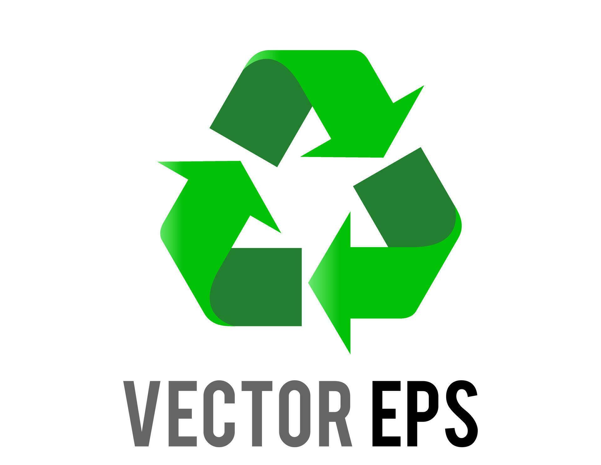 Vector green universal recycling symbol icon, three arrows pointing clockwise in a triangular formation Stock Free and Free SVG