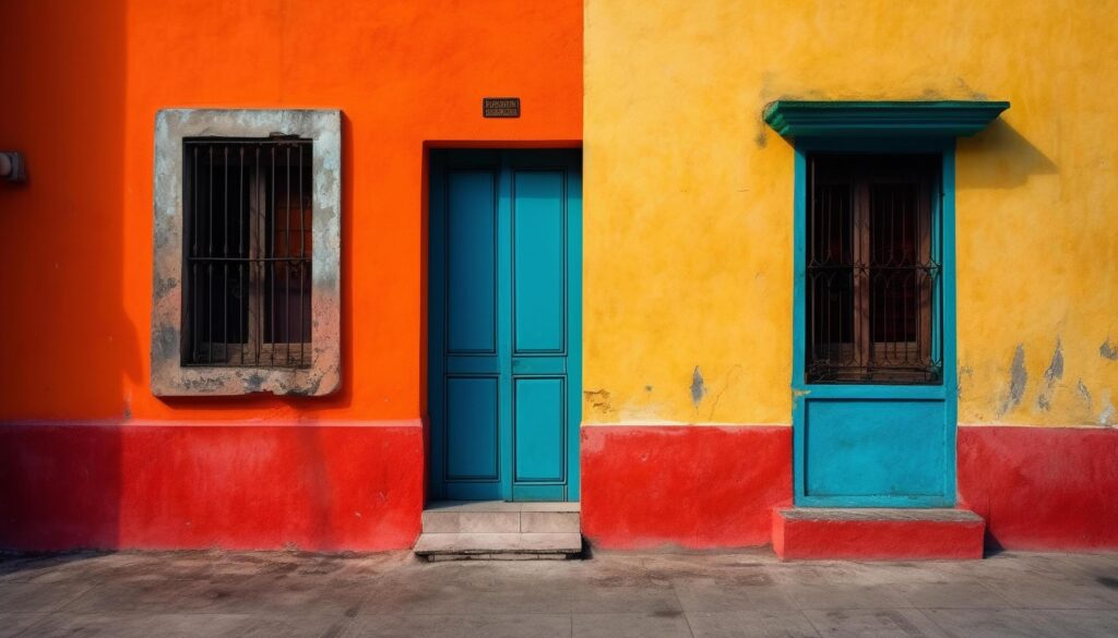 Weathered shutters adorn old Caribbean building facade generated by AI Stock Free