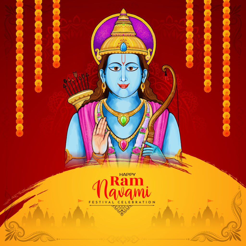 Happy Ram Navami Indian festival celebration background design Free Vector