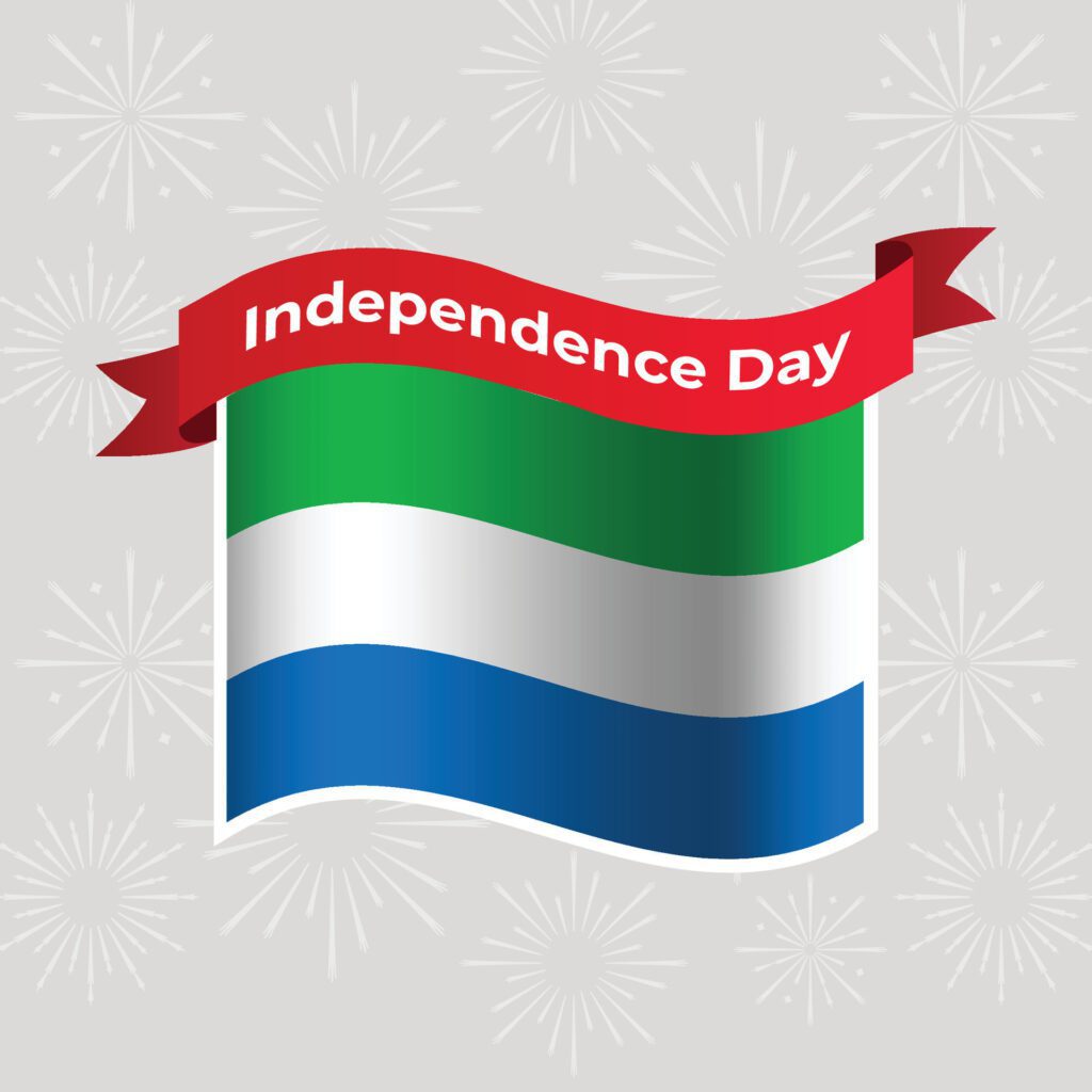 Sierra Leone Wavy Flag Independence Day Banner Background Free Vector