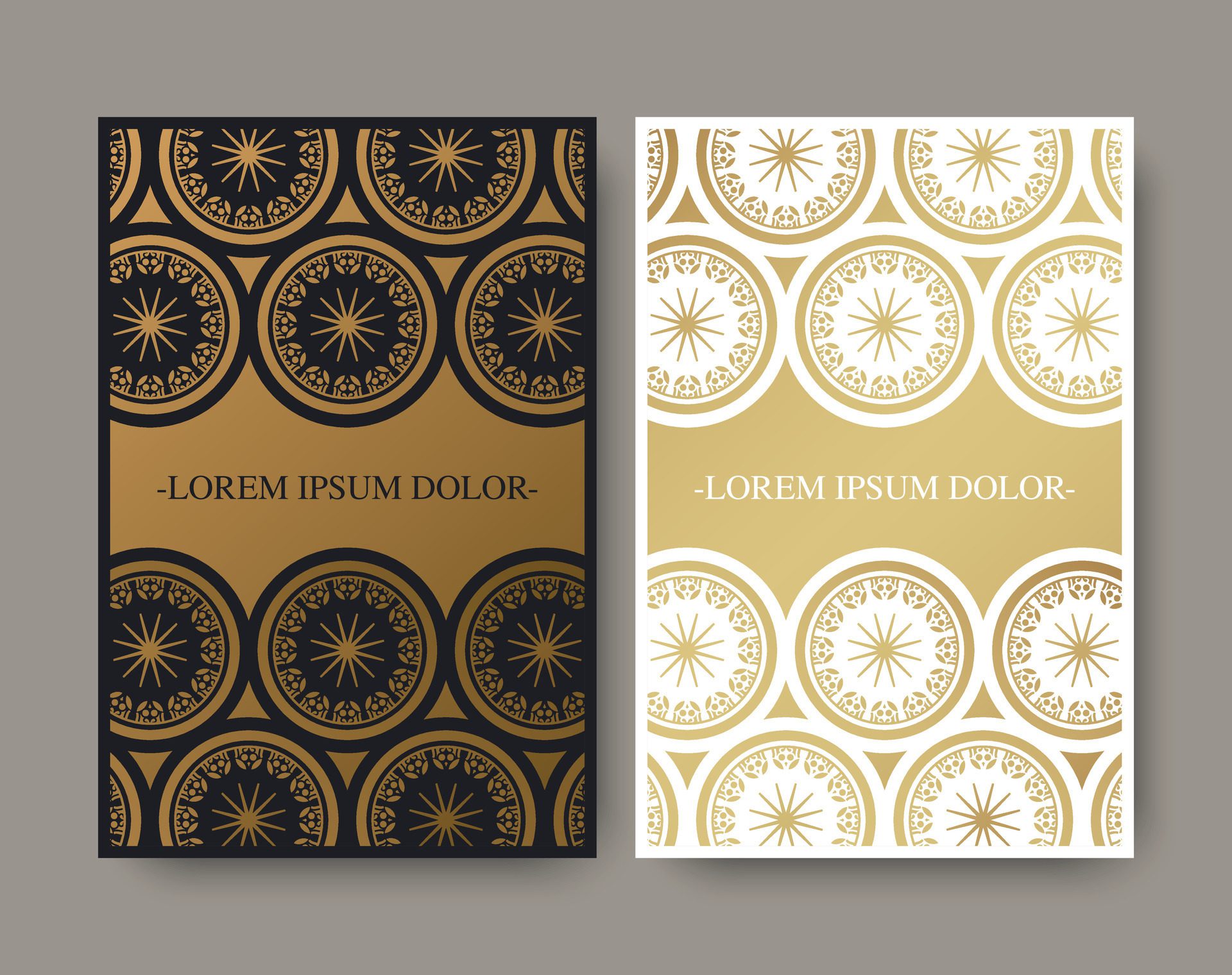 Luxury gold border pattern cover template Free Vector