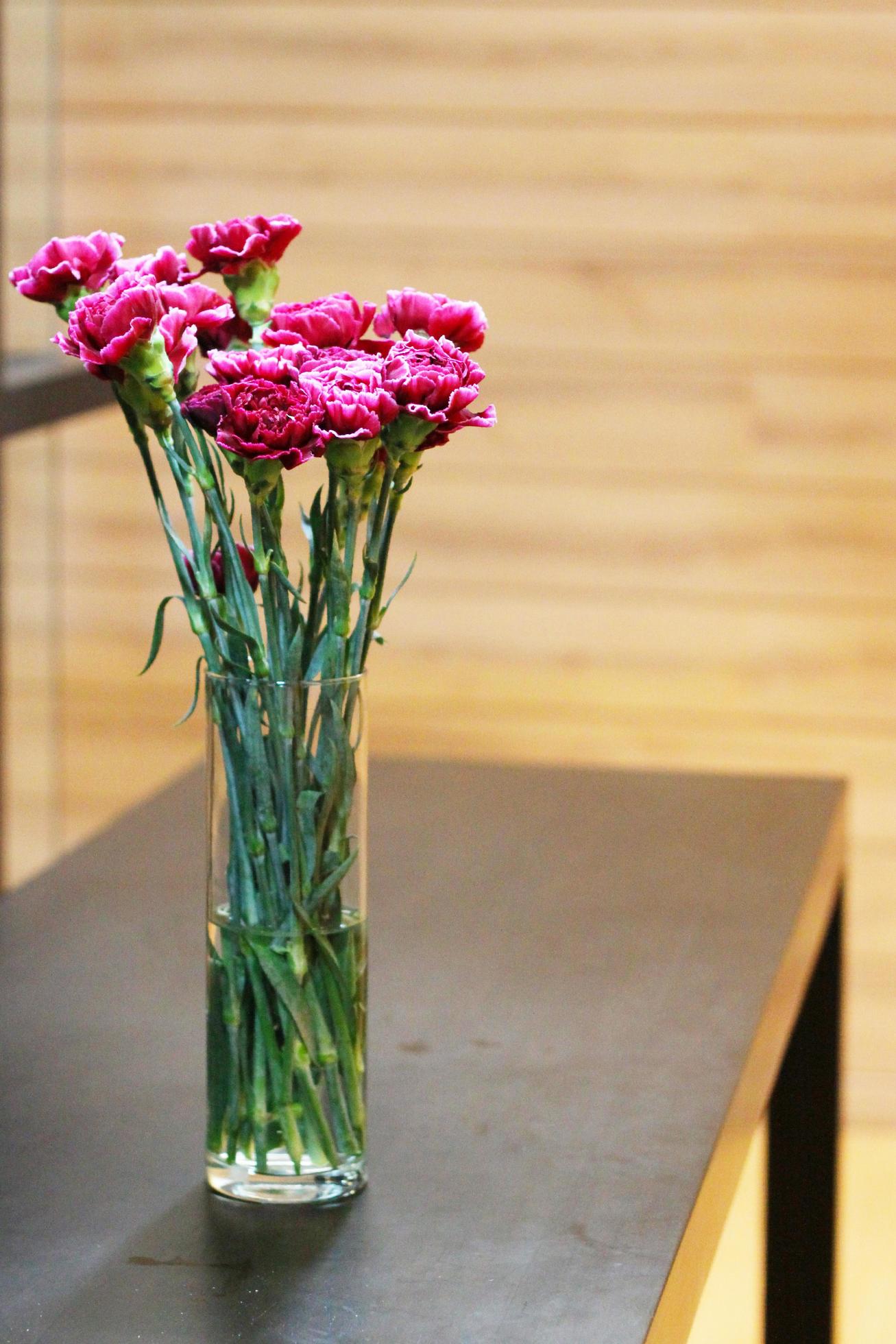 Pink Gerbera or Barberton daisy flowers in the glass vase Stock Free