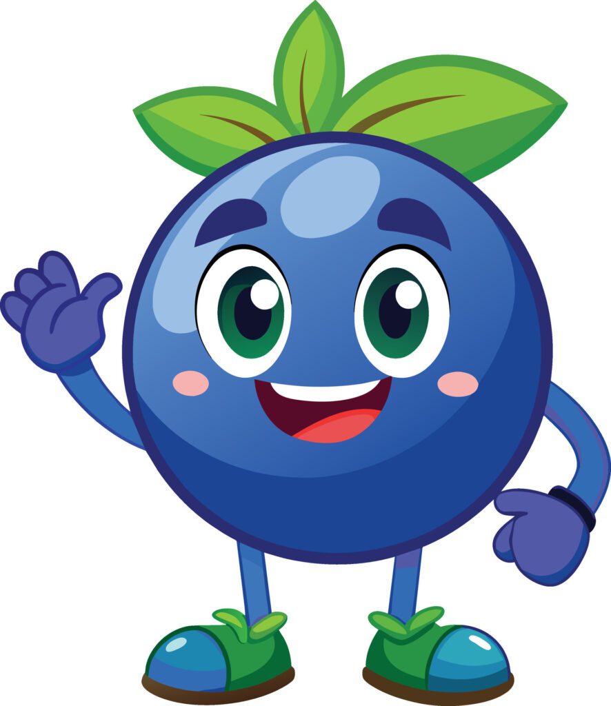 Cute blueberry character isolated on white background. illustration. Free Vector