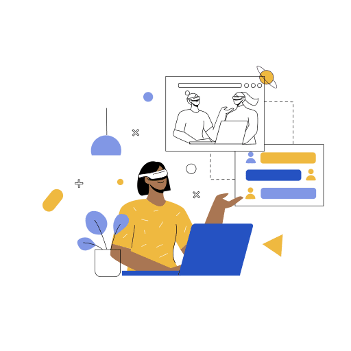 Virtual reality, vr, interact illustration