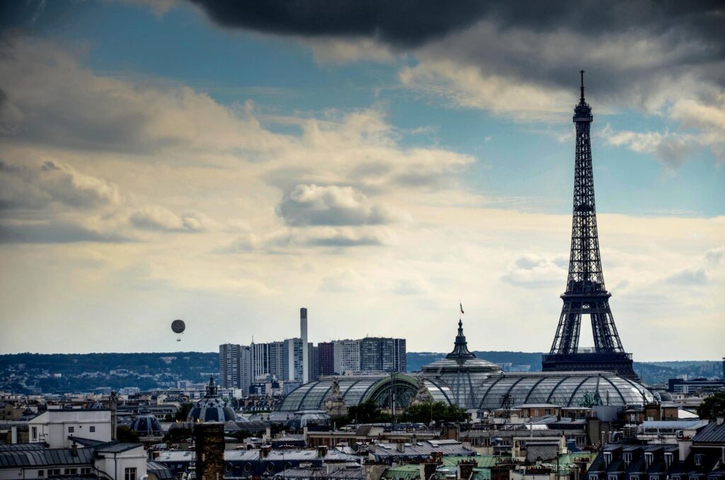 The beauty of the Eiffel Tower, iron structure symbol of Paris, capital of France. During a 2012 August holiday Stock Free