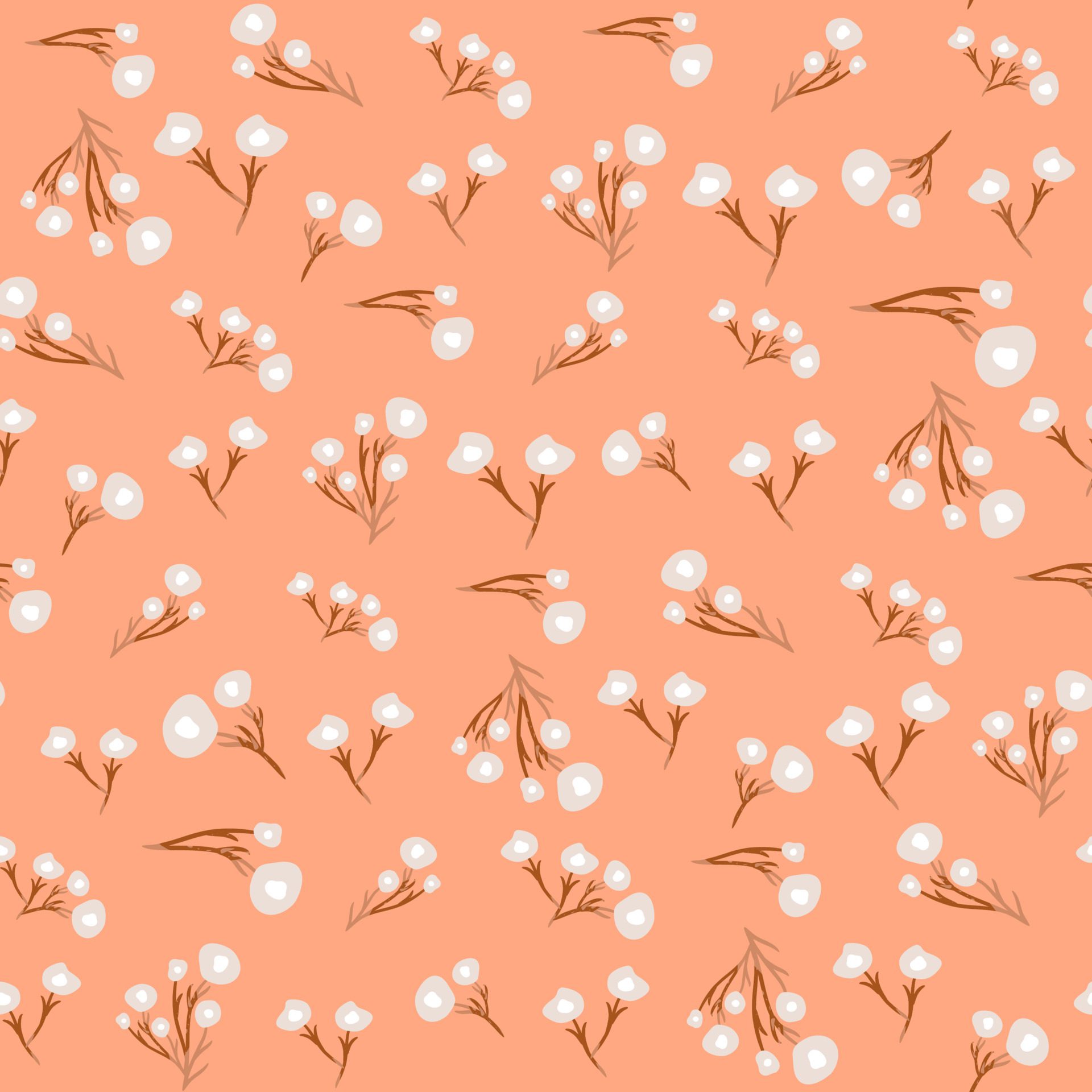 Abstract Floral Seamless Pattern With Hand Drawn Free Vector