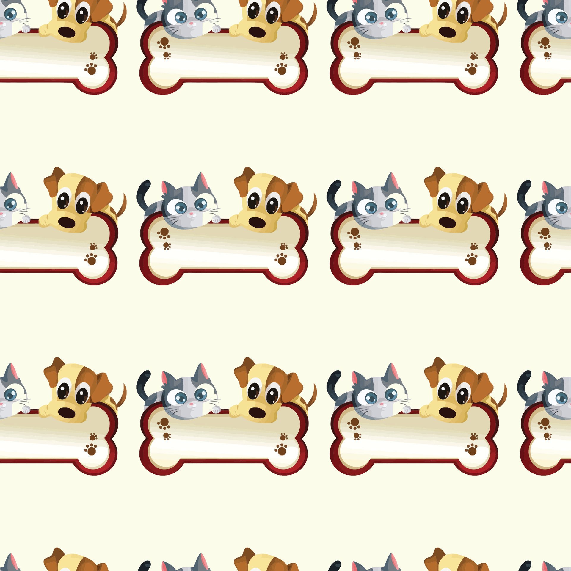 Dog eating bones Seamless-Pattern-Design Free Vector