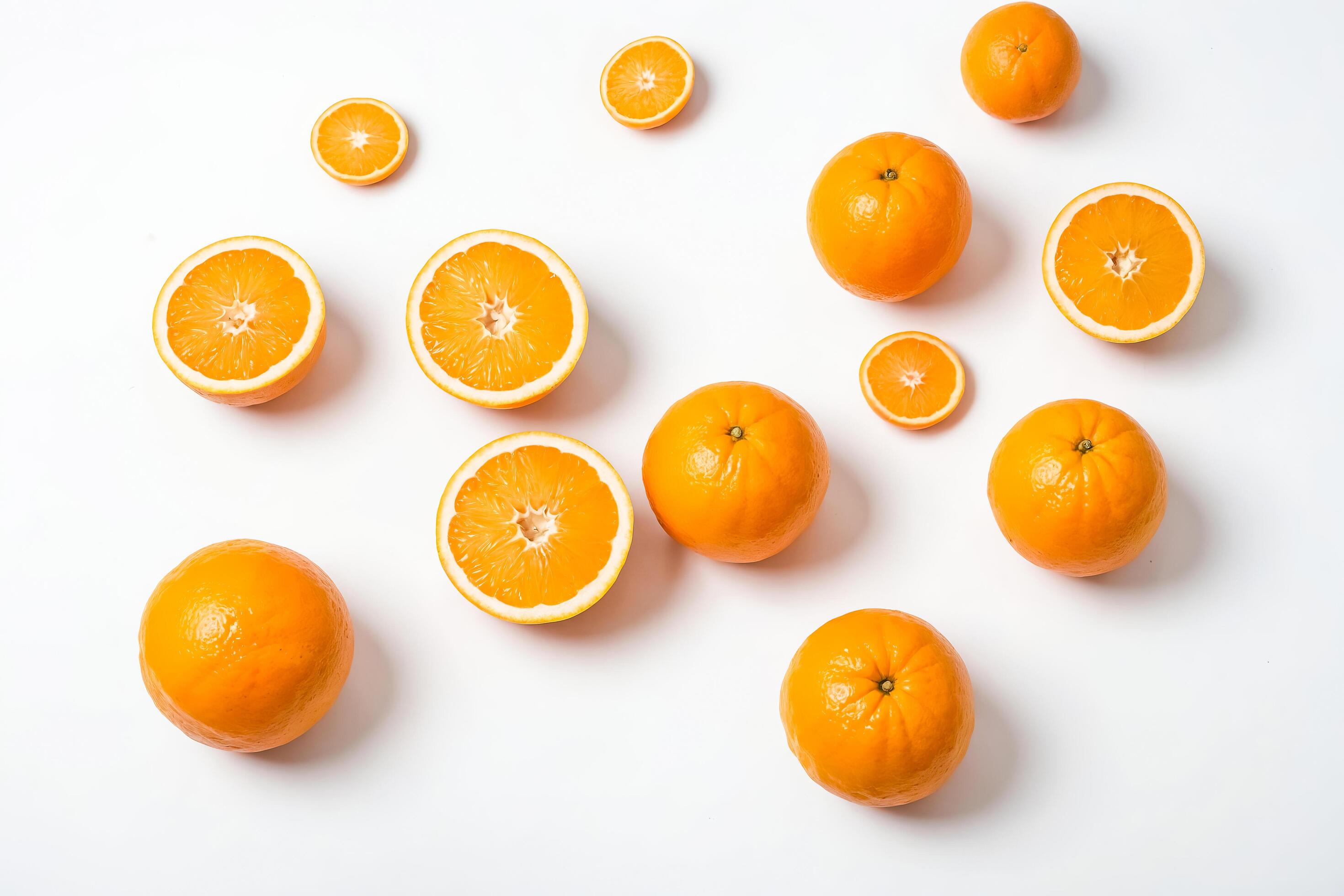 Fresh Oranges on White Background Stock Free