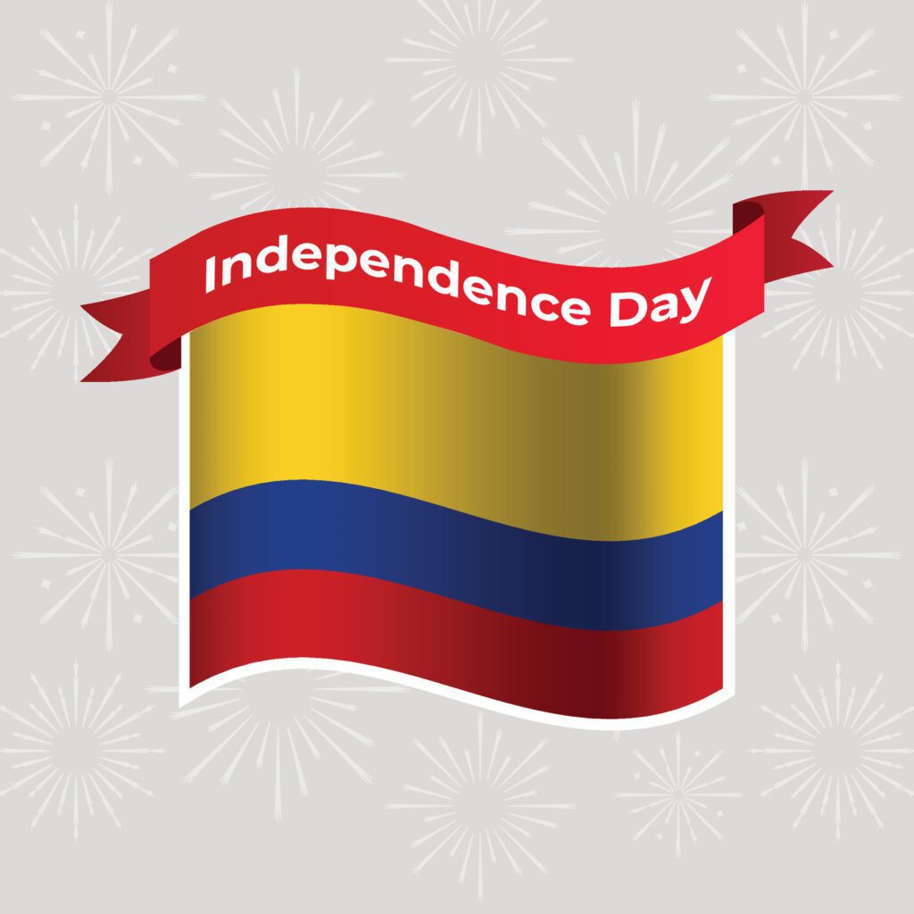 Colombia Wavy Flag Independence Day Banner Background Free Vector